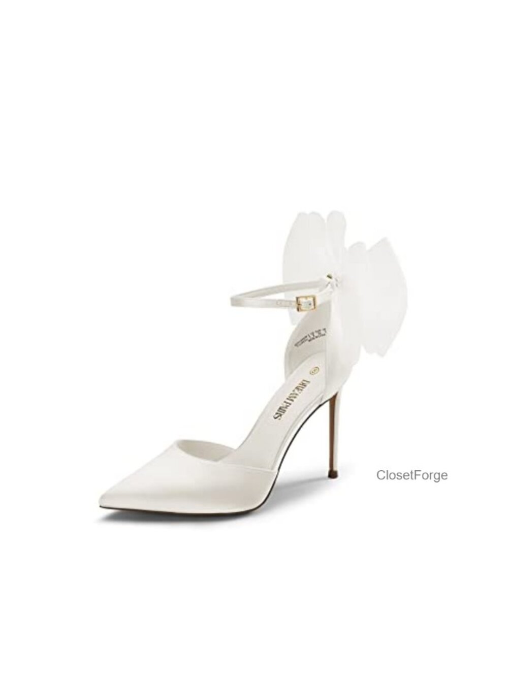 Satin Stiletto Heels with Detachable Bow, Party Wedding Pumps 4in